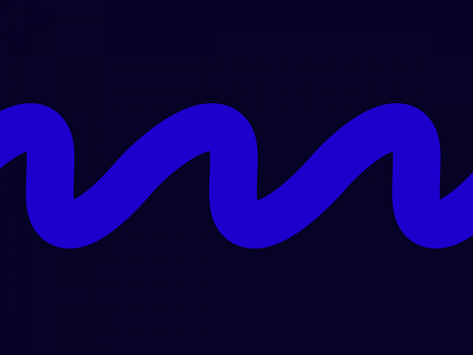 A light blue wave on a dark blue background